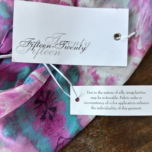 100% silk Fifteen Twenty Pink and Purple Wrap Blouse - Picture 8 of 8